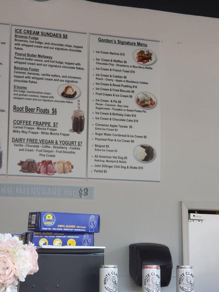 Menu at Gordon’s Milkshake Bar, Indianapolis
