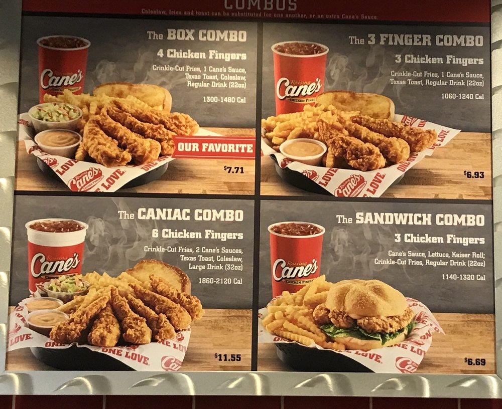 Menu at Raising Cane's Chicken Fingers fast food, Dallas, Greenville Ave