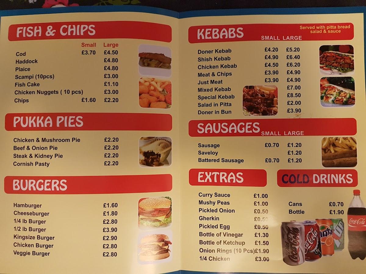 Menu at Mr Chips fast food, Dunstable, 142 Chiltern Rd