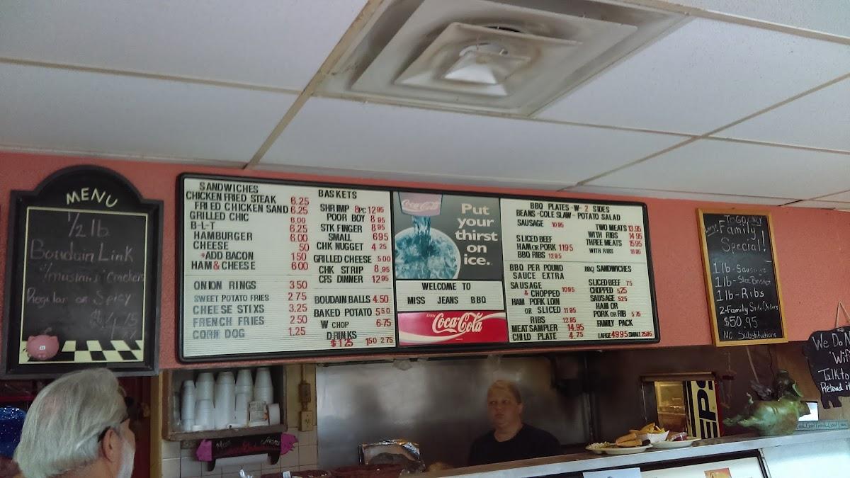 Menu At Miss Jean's Bar-bq, Onalaska, Hwy 190 West