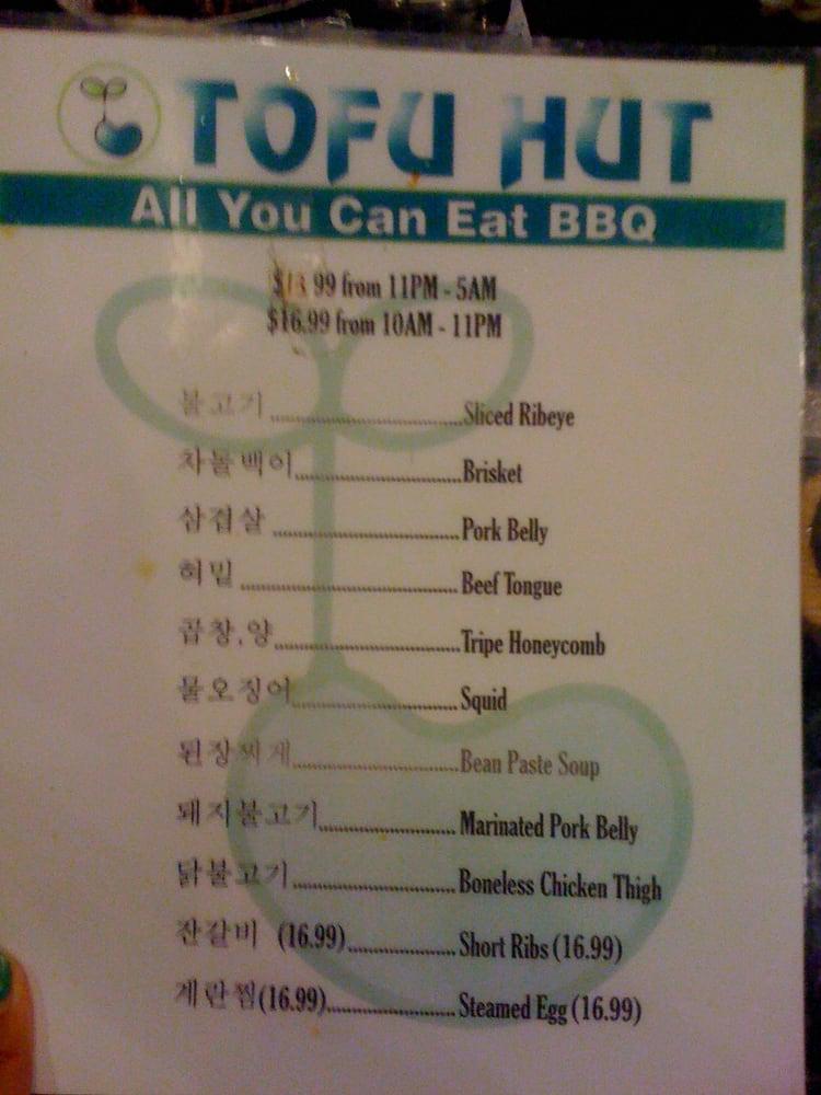 Menu at Tofu Hut BBQ, Las Vegas, W Spring Mountain Rd