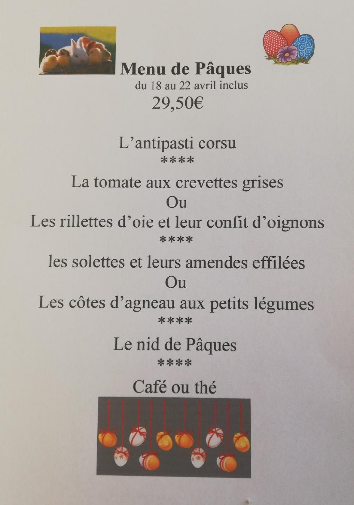Menu au Étang et restaurant La Clairière, MontignyleTilleul, Rue