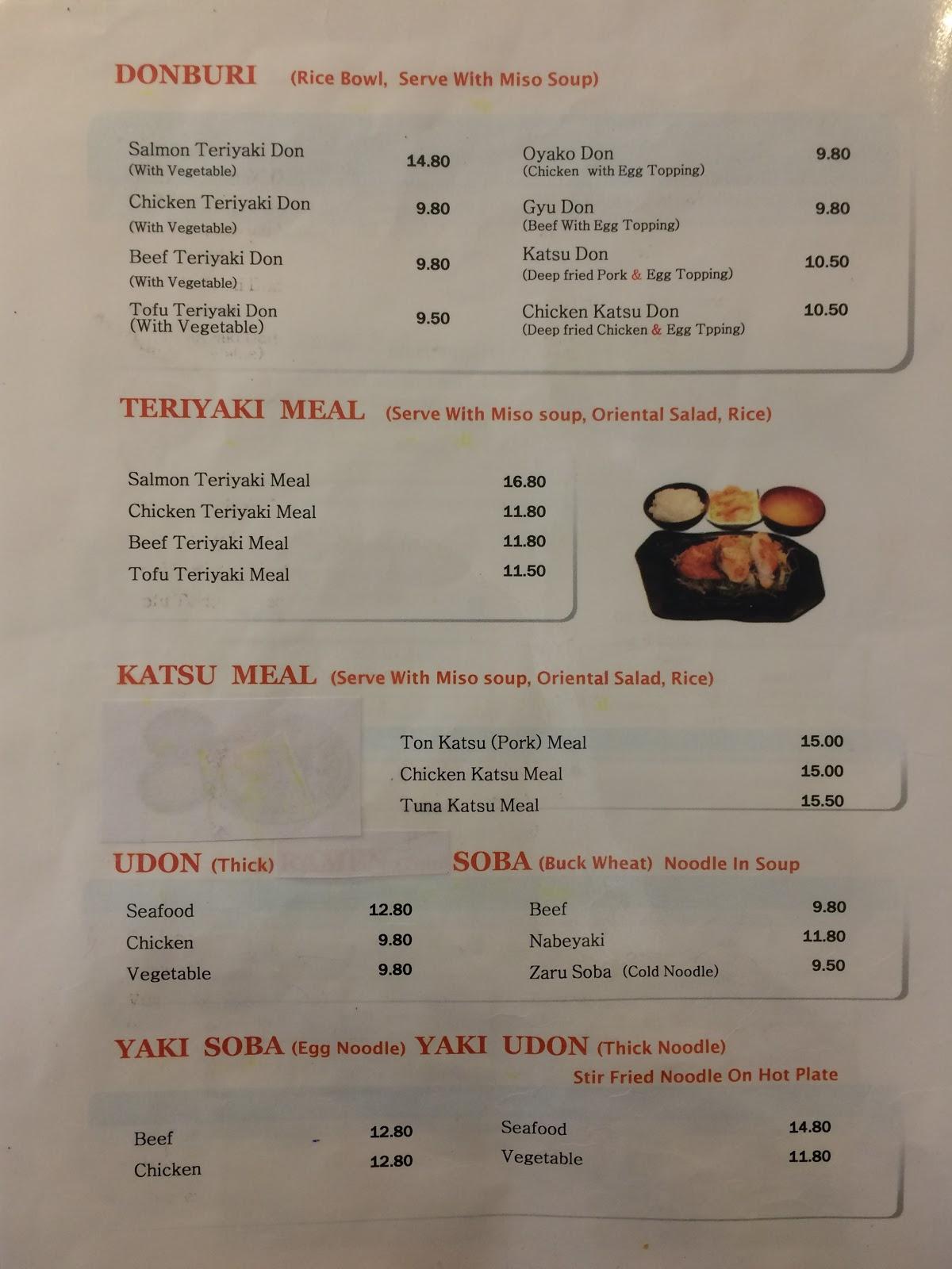 Menu au HiNippon Japanese Restaurant, Vancouver