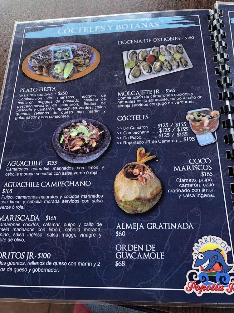 Menu at Mariscos Popotla Jr. restaurant, Rosarito, Blvd. Popotla No.  3103-Km. 30