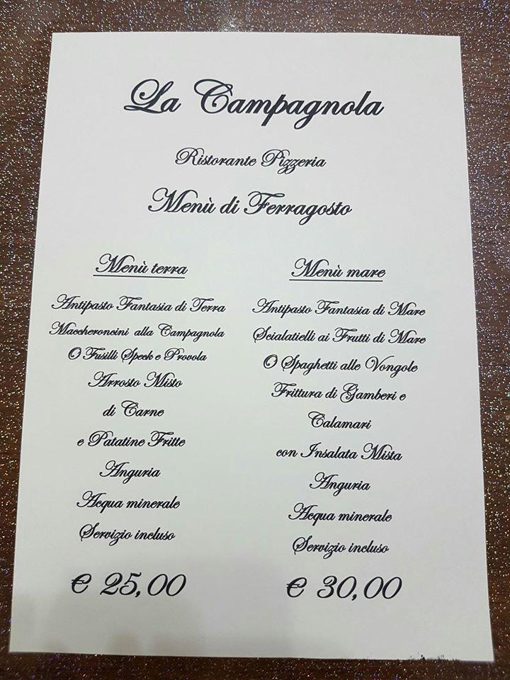 Menu At Ristorante - Trattoria Pizzeria La Campagnola, Minturno