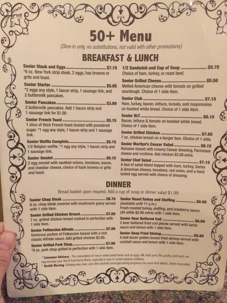 Menu at Marilyn's Cafe, Las Vegas, 255 E Flamingo Rd