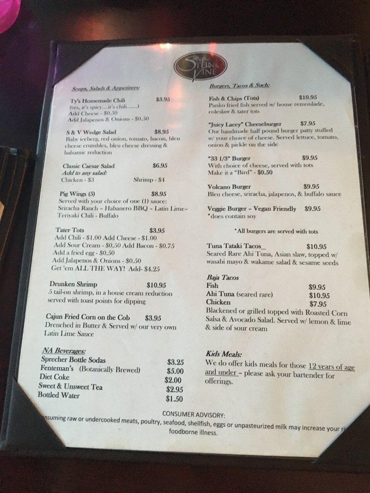 Carta del pub y bar The Stein & Vine, Brandon