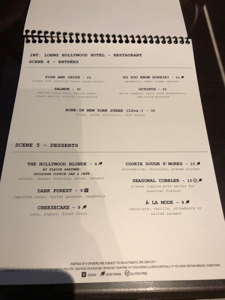 Menu at H2 Kitchen & Bar, Los Angeles