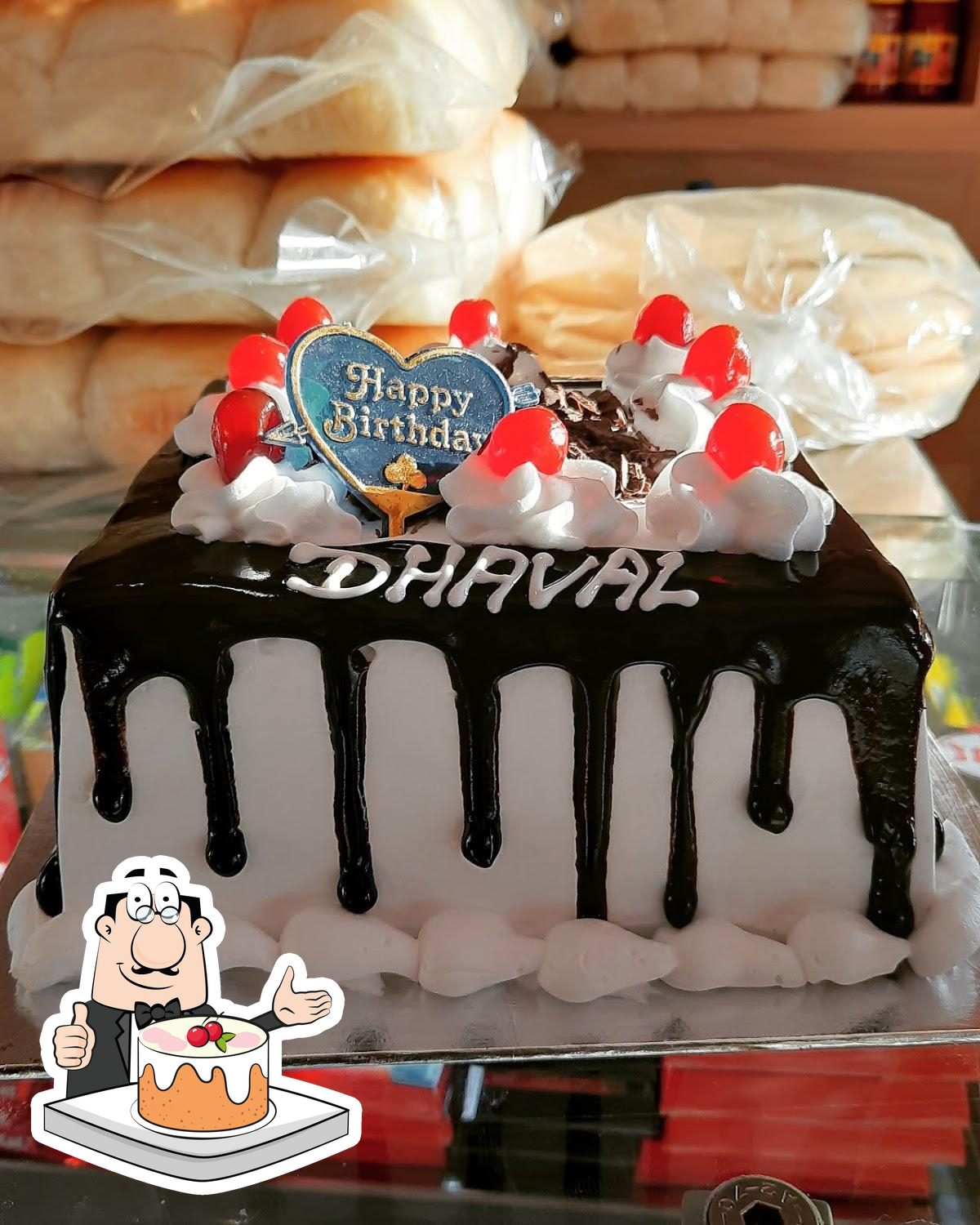 ❤️ Red White Heart Happy Birthday Cake For Dhaval