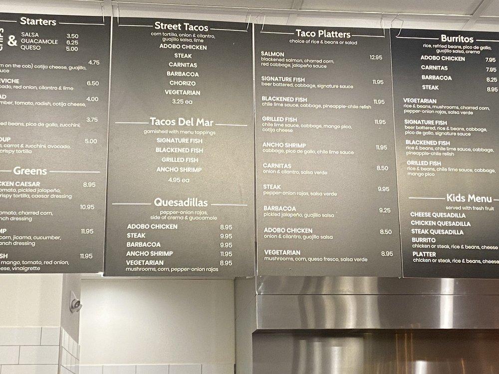Menu at Fish Taco Tysons restaurant, Tysons