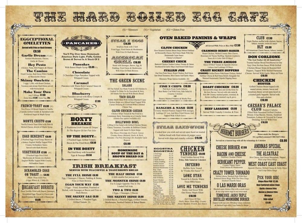 Menu at Hard Boiled Egg Cafe, Cavan