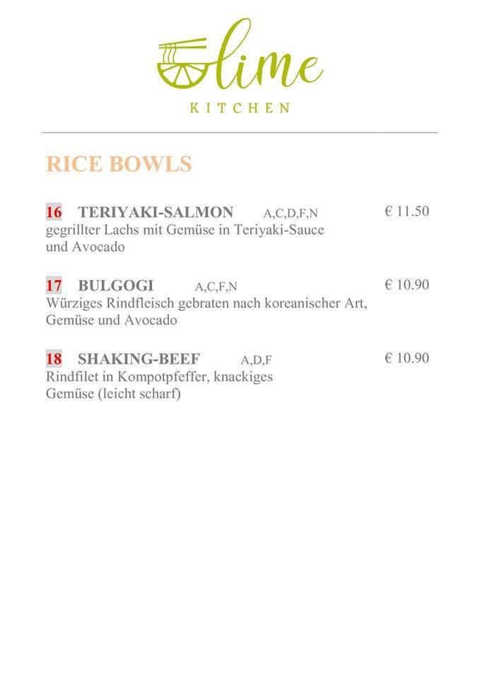 Speisekarte von Lime Kitchen restaurant, Leonding
