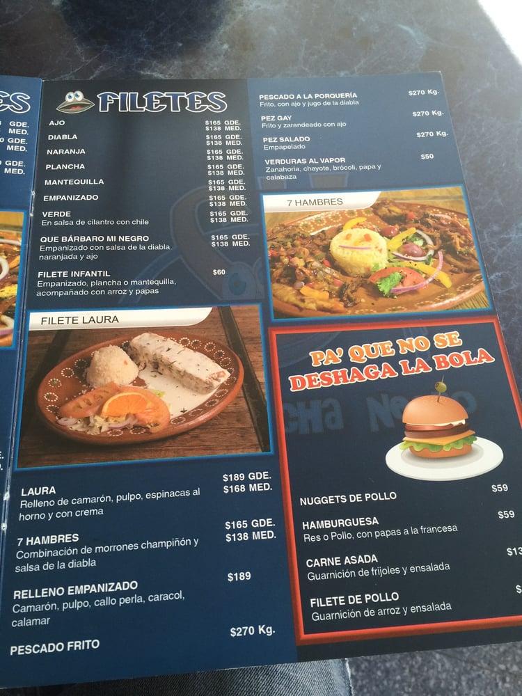 Menu at Mariscos Ponte Trucha Negro restaurant, Guadalajara, C. Ignacio  Ramírez 646