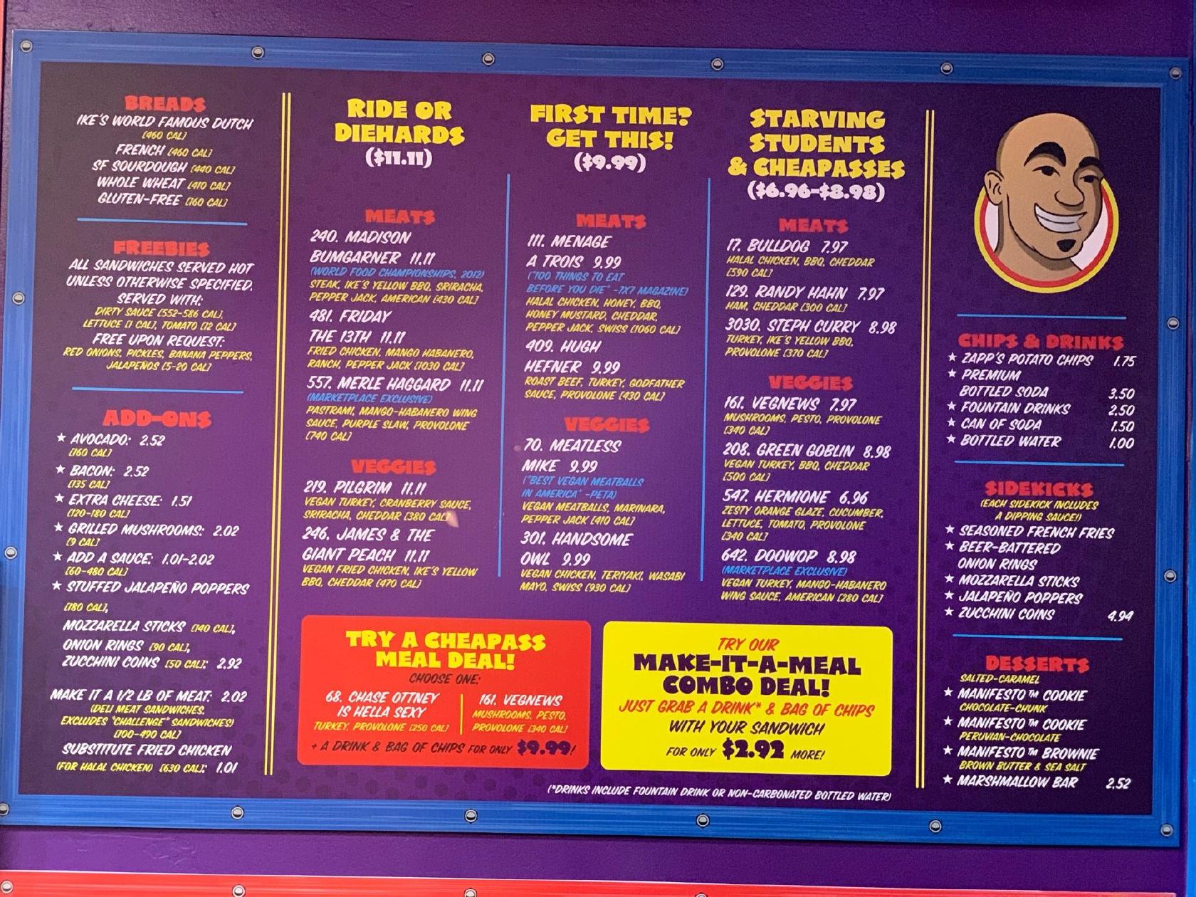 Menu at Ike's Love & Sandwiches restaurant, Bakersfield, Ming Ave Ste H4
