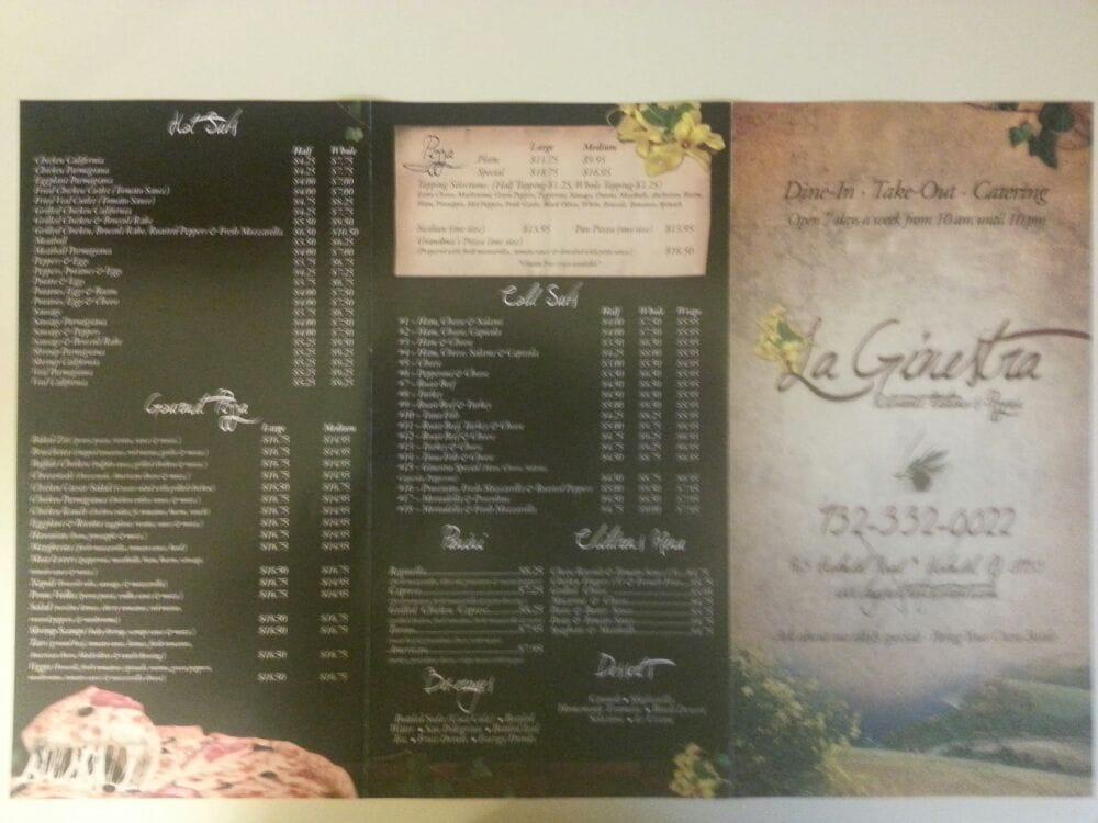Menu at La Ginestra Italian Restaurant & Pizzeria, Holmdel