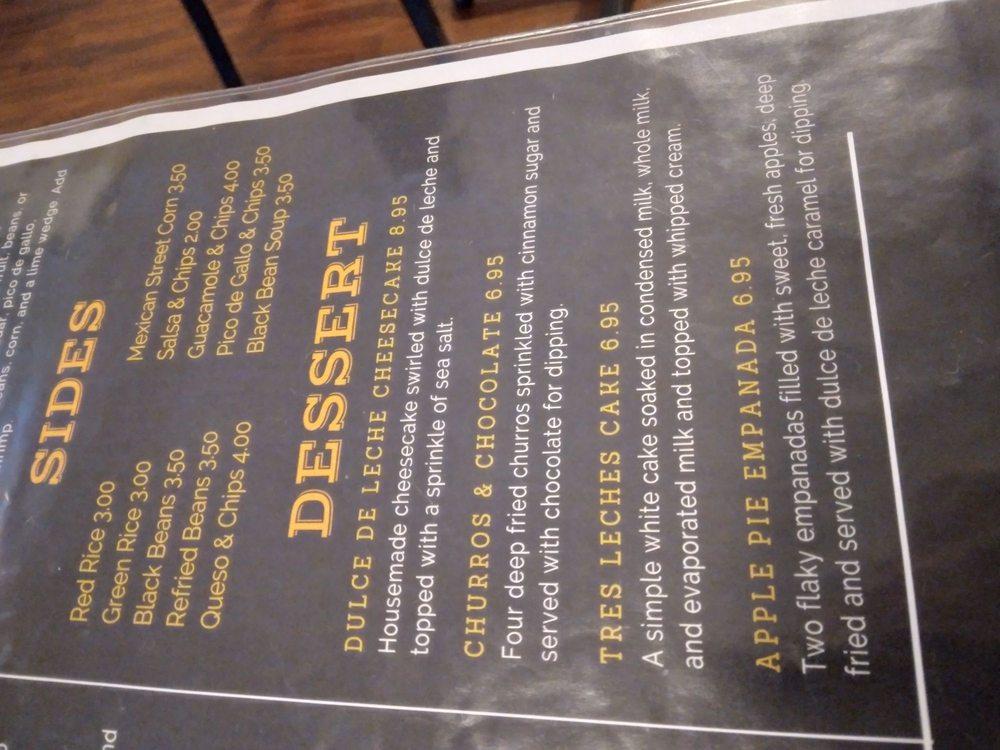 Menu at The Cowboy's Taqueria restaurant, Cobleskill