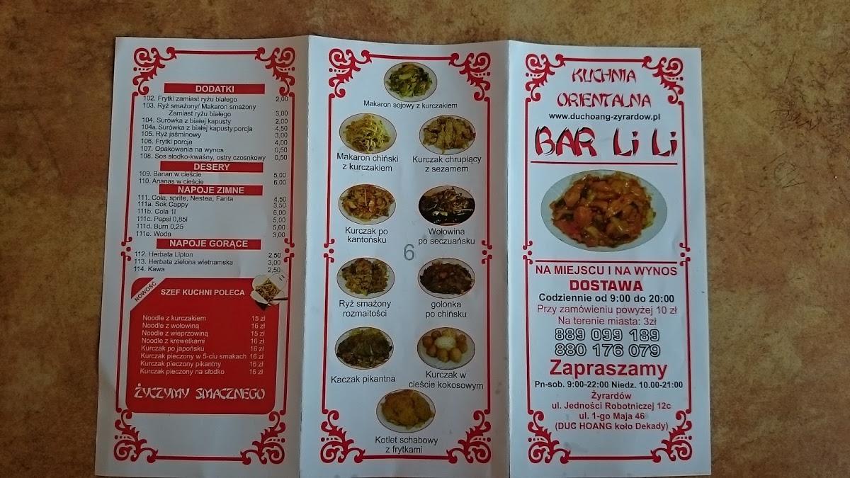 Menu at Bar Lili Żyrardów Chińszczyzna Orientalny Obiady, Żyrardów