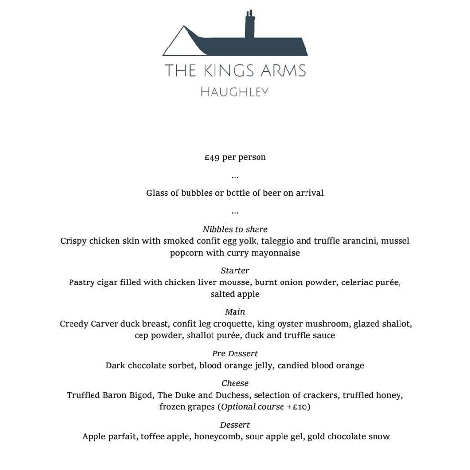 Menu at The Kings Arms Village Pub, Haughley