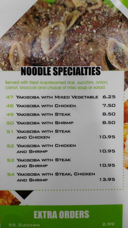 Menu at Hibachi Grill restaurant, Pickering