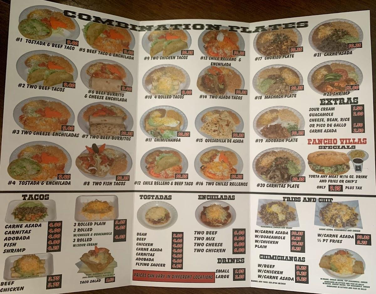 Menu at Pancho Villas Taco Shop #3 restaurant, Fort Mohave