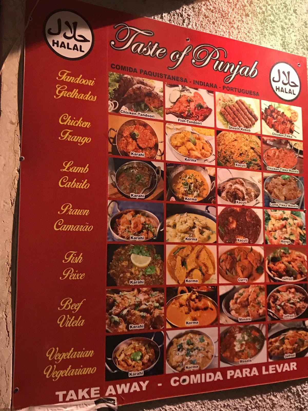 Menu At Tandoori Restaurant Lisbon