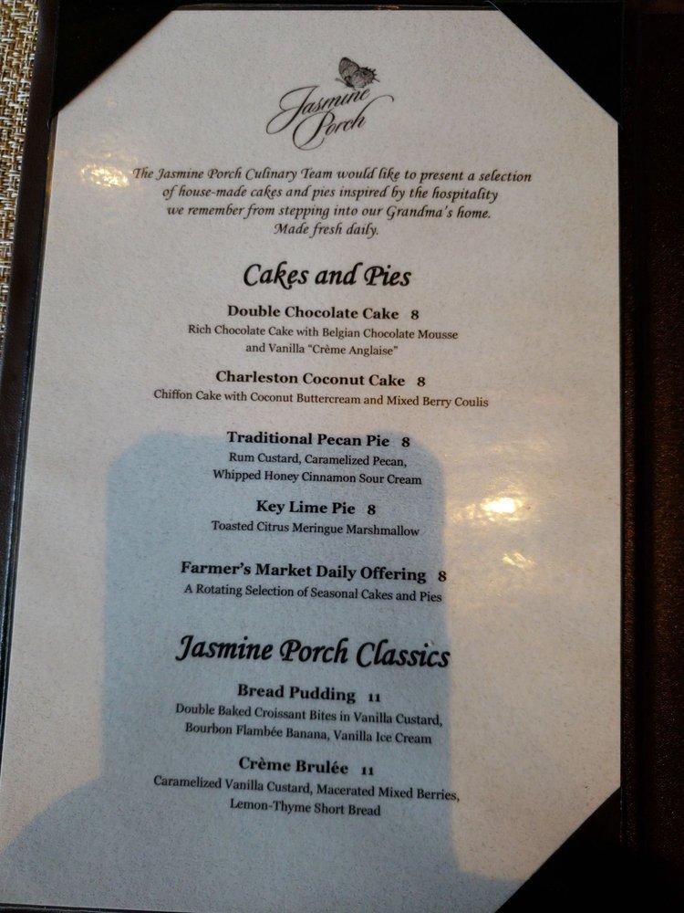 Carta del pub y bar Jasmine Porch, Kiawah Island