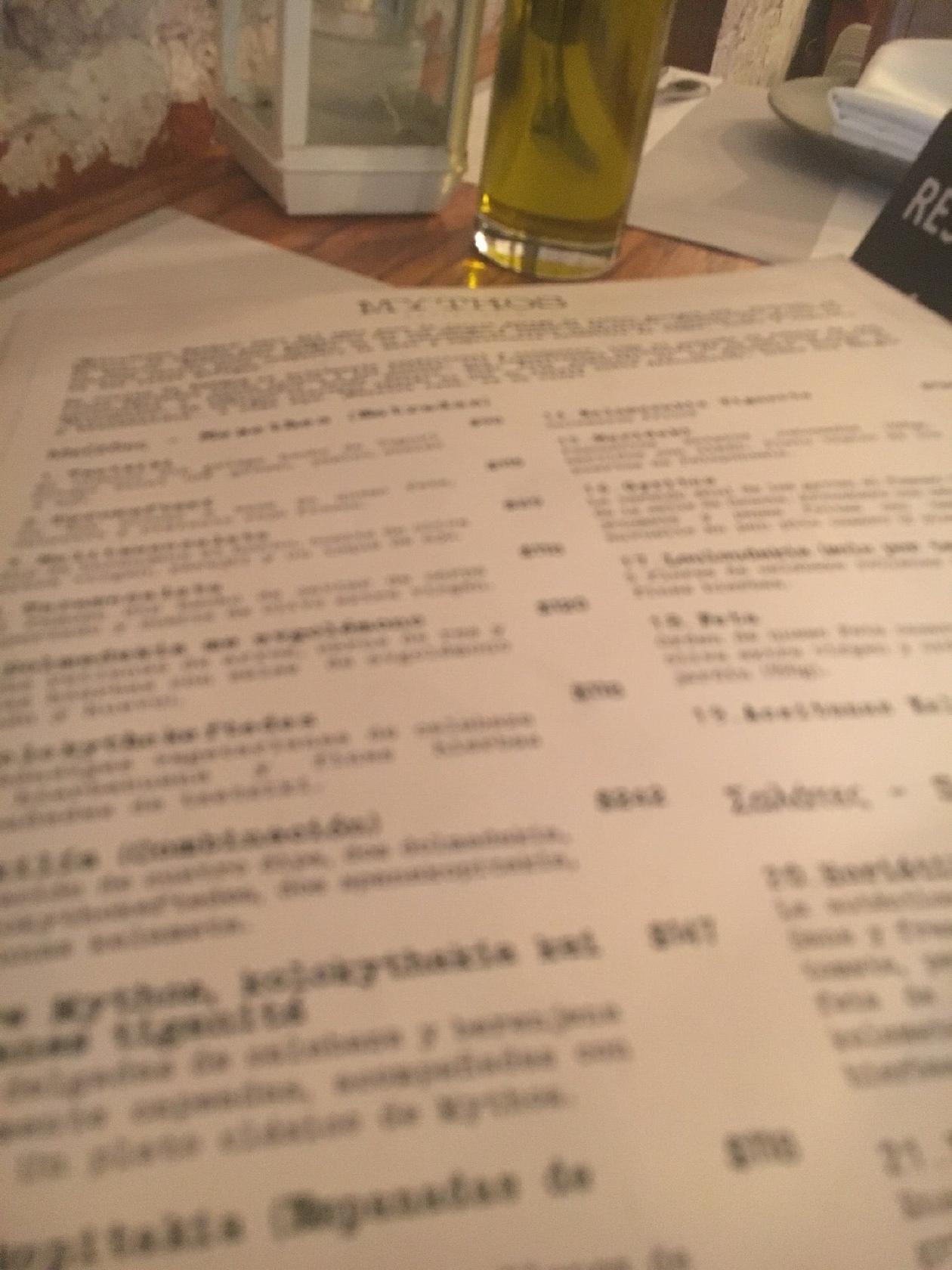Menu at Mythos Estiatorio Restaurant, Mexico City, Av. Isaac Newton 7