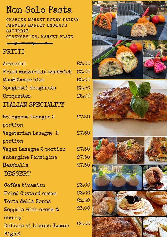 Menu at Non Solo Pasta restaurant, Stroud