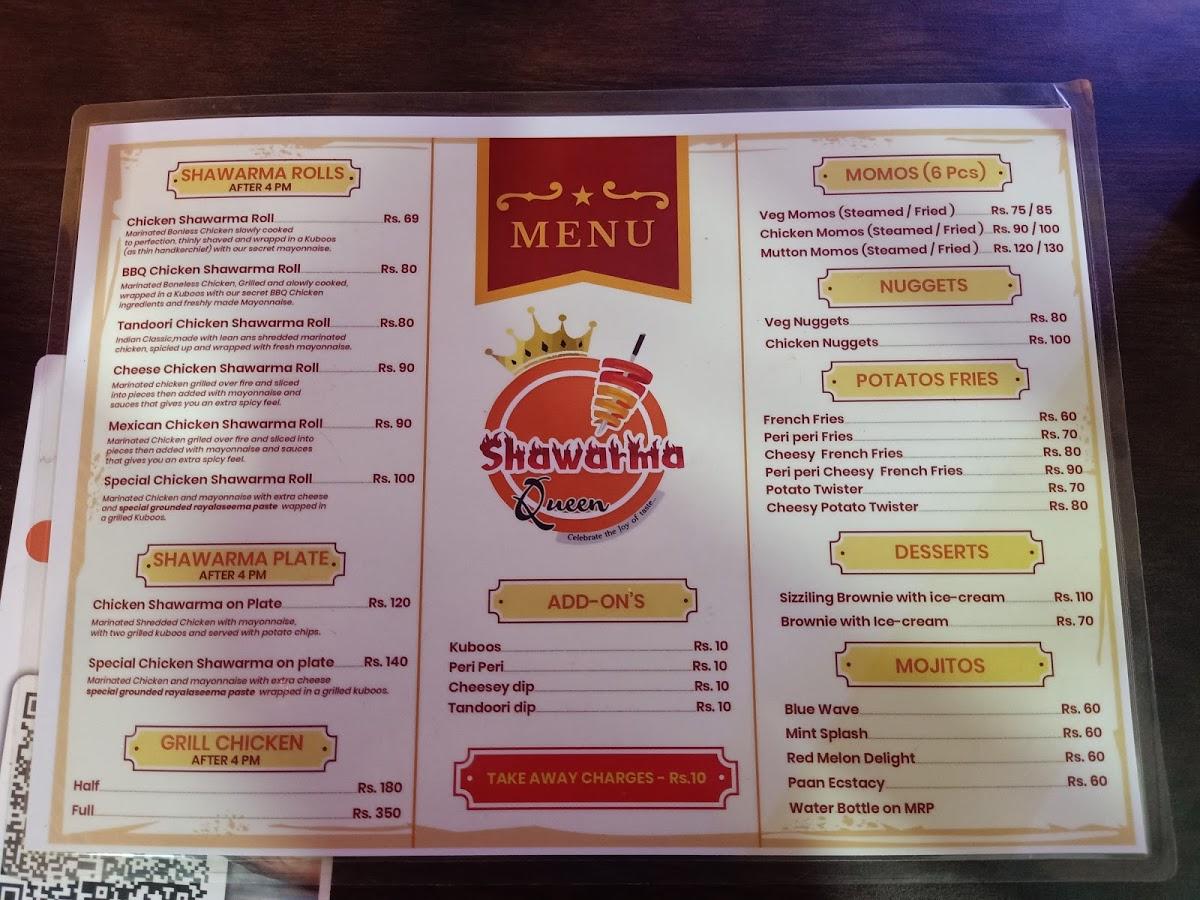 Menu at Shawarma Queen, Tirupati, 1018