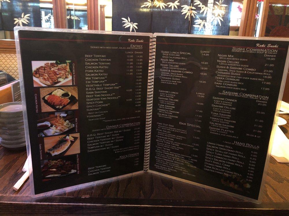 Menu at Kaki Sushi restaurant, Pleasanton