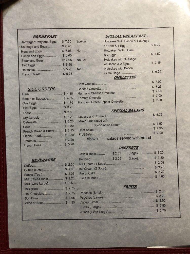 Menu at Lafayette Coffee Shop restaurant, San Francisco, 611 Larkin St