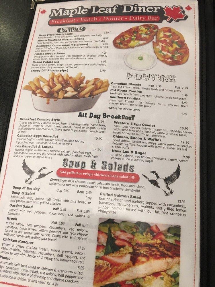 Menu at Maple Leaf Diner restaurant, Dallas