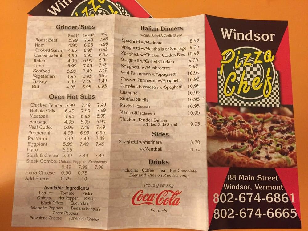 Menu at Pizza Chef Windsor pizzeria, Windsor