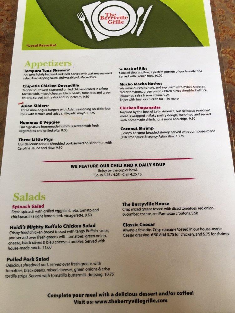 Menu at The Berryville Grille BBQ, Berryville