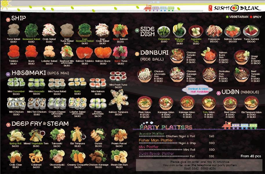 Menu at Sushi Break Express Restaurant, Upper Coomera, Days Rd