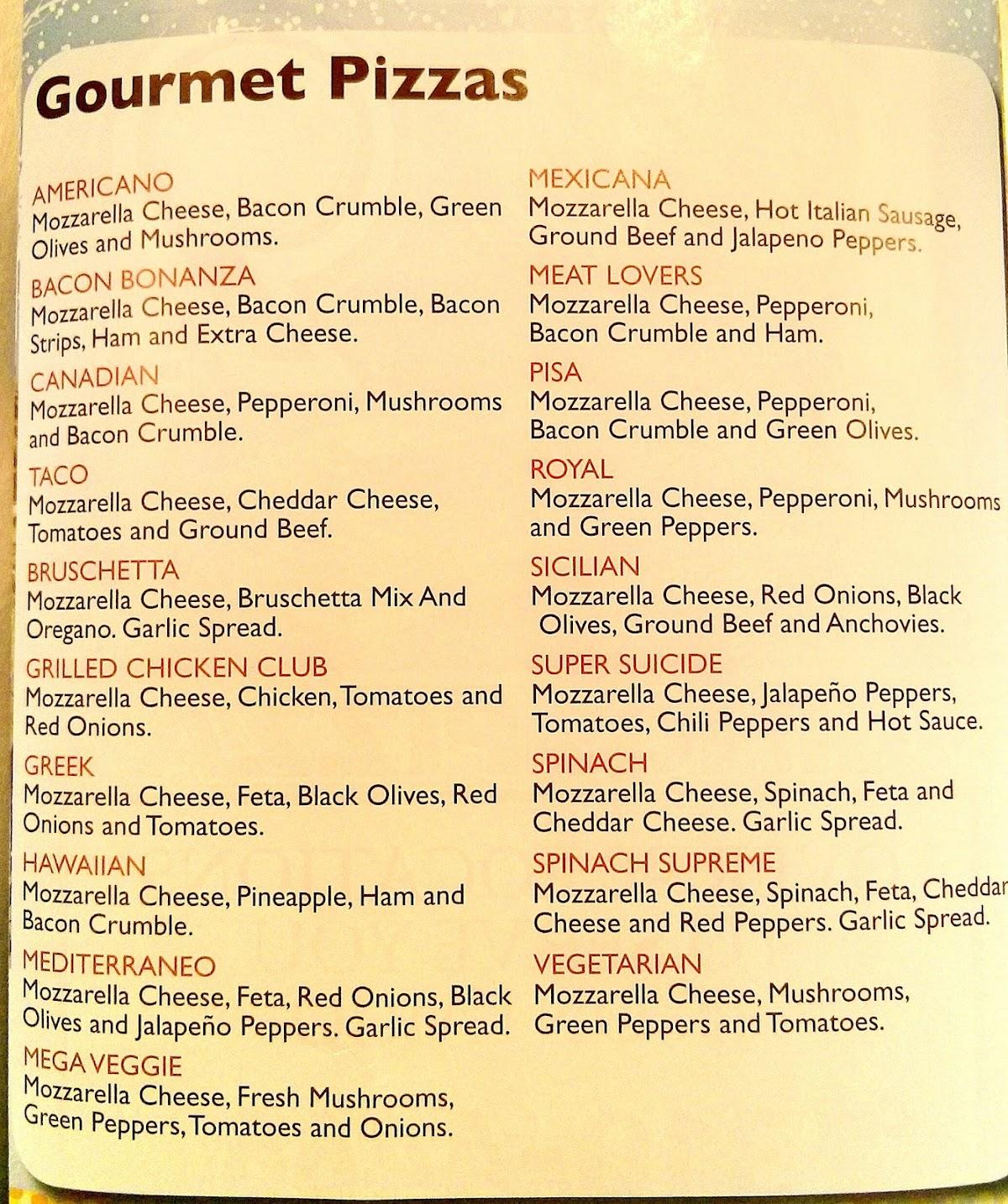 Menu at Gino's Pizza Brantford pizzeria, Brantford, 63 Brant Ave