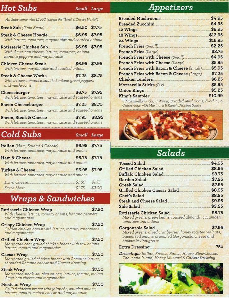 Menu at King's Chicken Rotisserie & More restaurant, Martinsburg