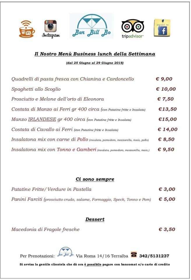 Menu di Bar Bill Bo Terralba 