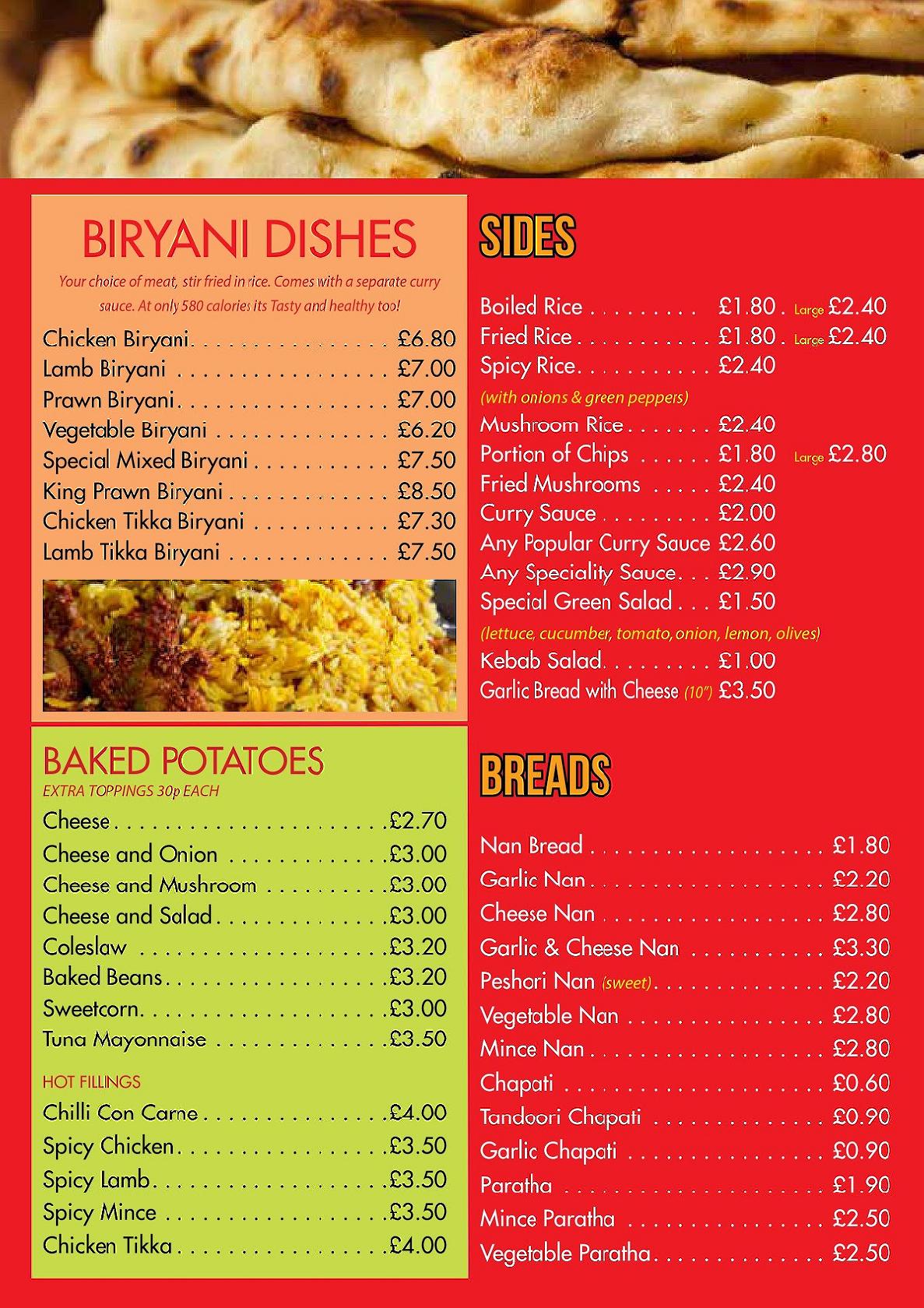 Menu at Kurry Korner fast food, Glasgow, 230 Smithycroft Rd
