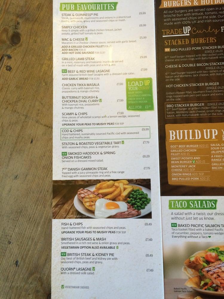 Menu at O'Neill's Kings Cross pub & bar, London, 7377 Euston Rd