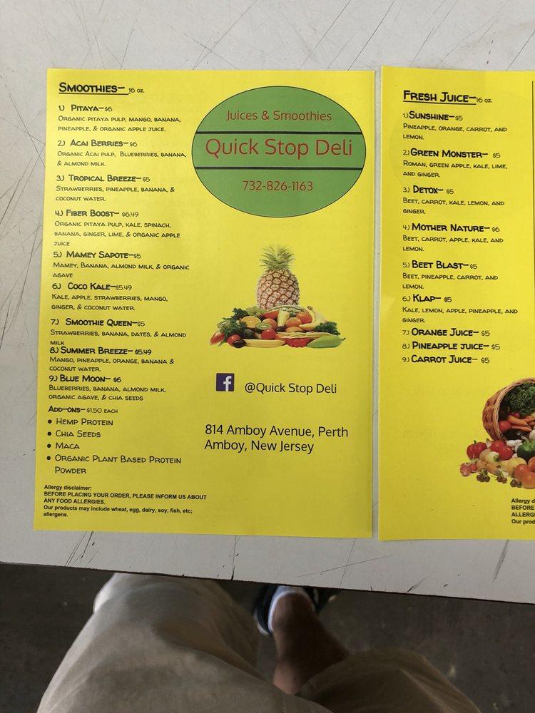 Menu at Quick Stop Deli, Perth Amboy