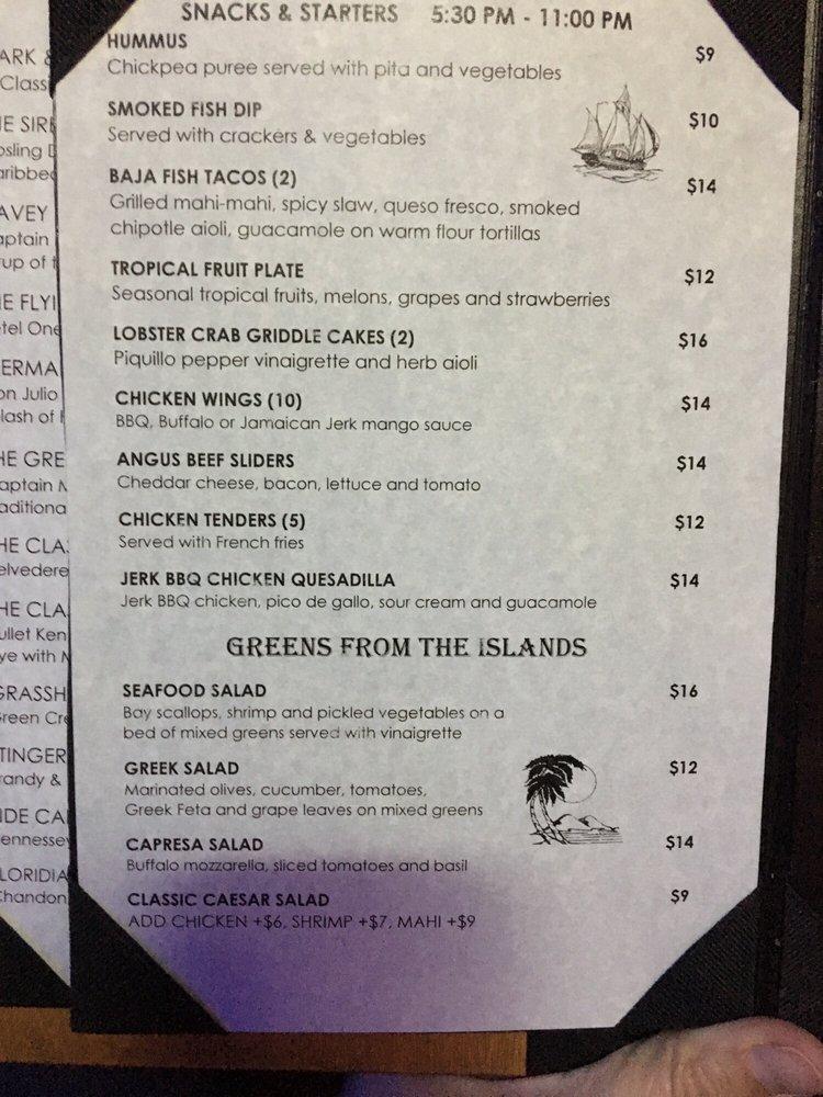 Menu at The Wreck Bar, Fort Lauderdale