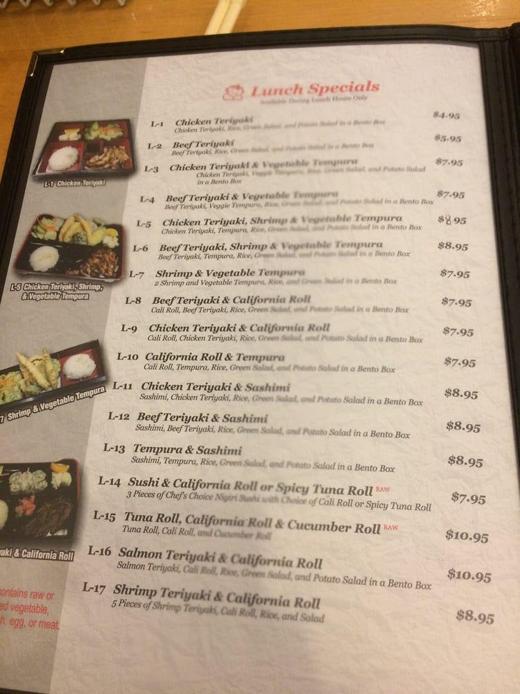 Menu at Sachiko Sushi restaurant, Tucson, N Wilmot Rd