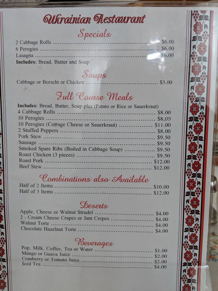 menu-at-ukrainian-restaurant-windsor