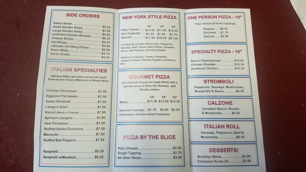 Menu at Brooklyn Pizzeria, Gulfport