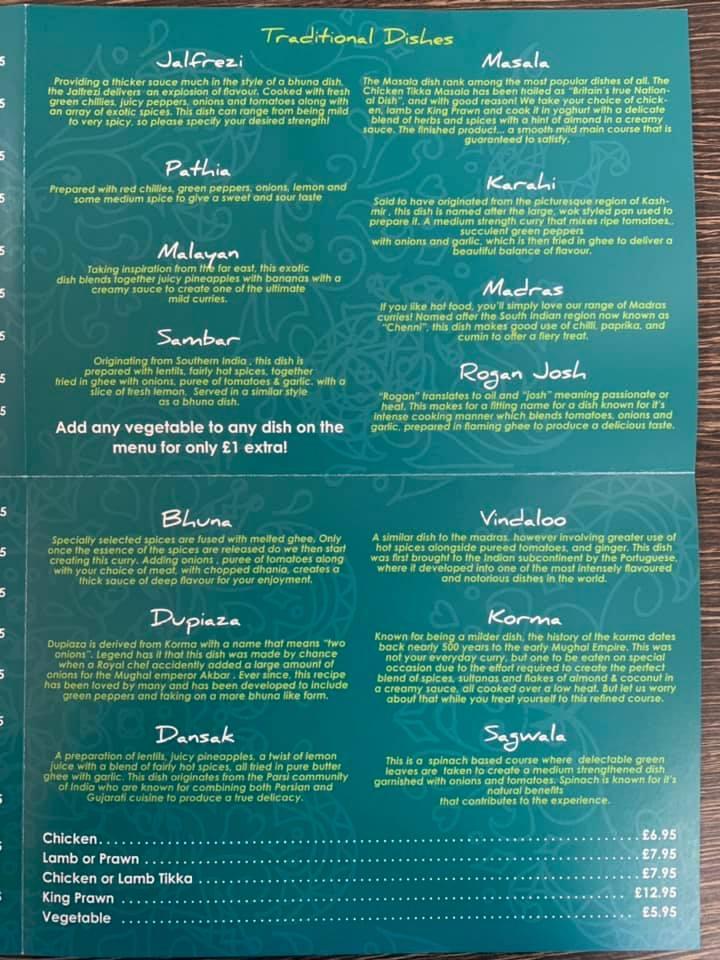 Menu at Maybank Indian Open Kitchen Take Away restaurant, StokeonTrent