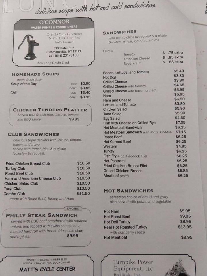 Menu at Middleburgh Diner restaurant, Middleburgh
