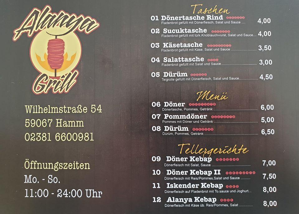 Menu at Alanya Grill restaurant, Hamm