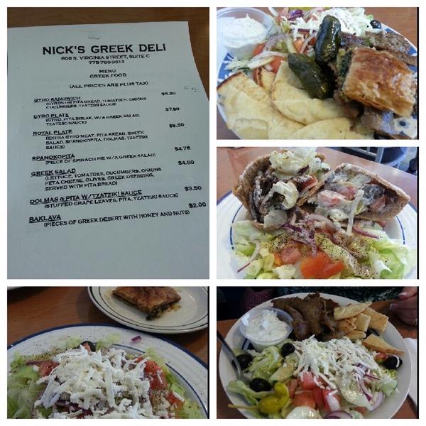 Menu at Nick's Greek Deli restaurant, Reno