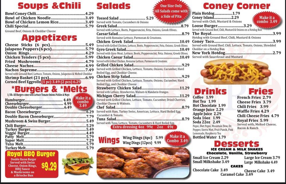 Menu at Royal Coney Express fast food, Royal Oak